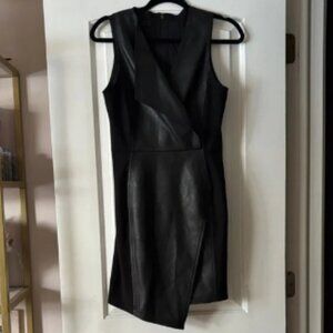 BCBGMaxAzria Sleek Black Asymmetrical Dress leather dress